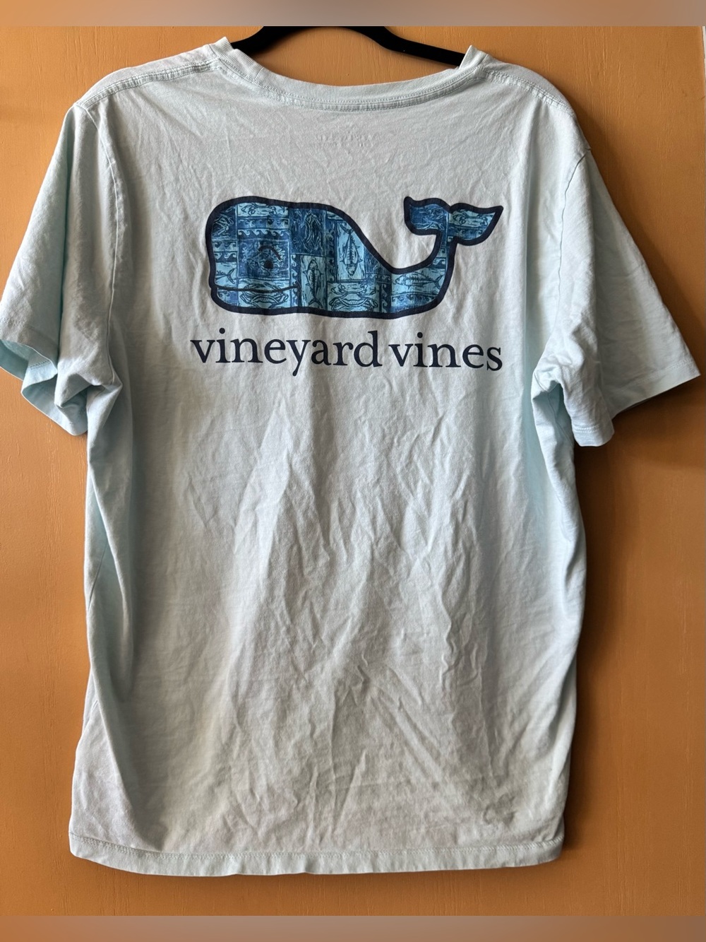 Vineyard Vines Large Cotton Turquoise Blue Whale Pocket Tee Shirt Classic Prep